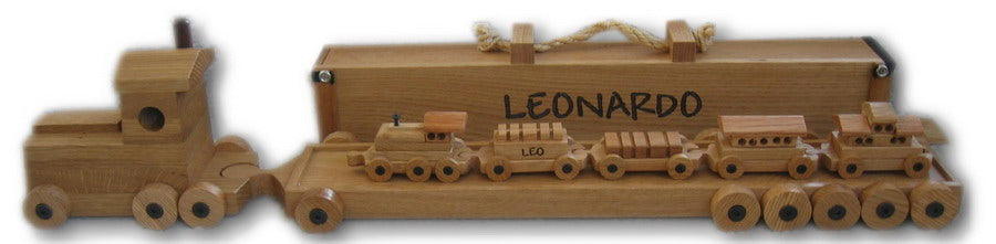 Custom wooden Toy Train & box & 18 wheeler - TreeToBox